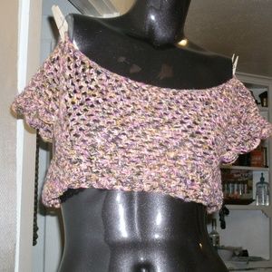 #382 New Sparkly Off Shoulder Handmade Crop Top